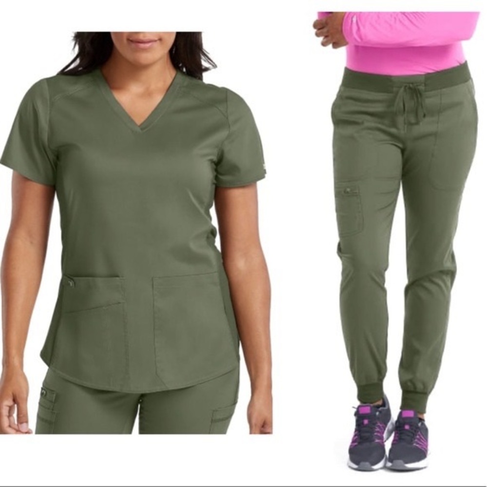 Med Couture Olive Green Scrub Set Joggers